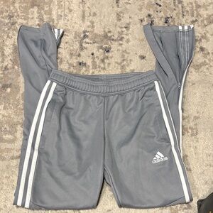 Adidas Womens Gray Joggers with White Stripes and pockets